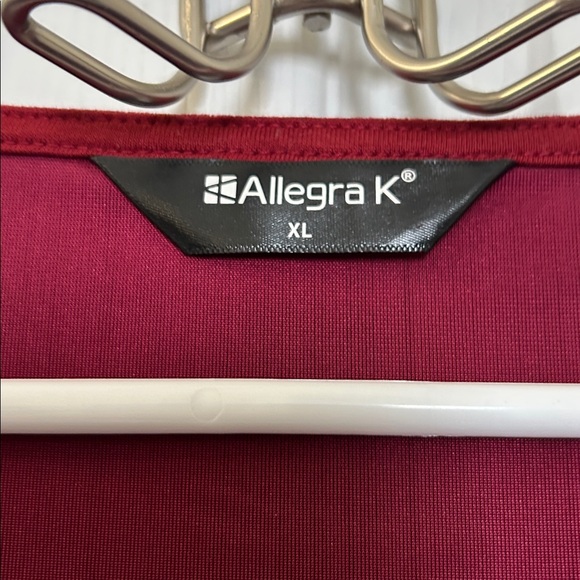 Allegra K Deep Red Long Sleeve Top - Picture 4 of 7